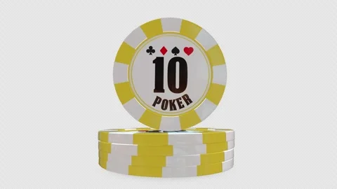 Yellow 10 Value Poker Chip 3D Render With Alpha Channel. Stock Footage 343431446