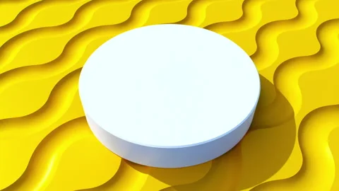 Yellow 3D Abstract Background with white podium Video stock 196618344