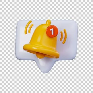 Yellow 3d bell notification symbol. Stock Illustration