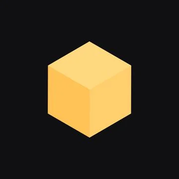 Yellow 3D Cube on Black Background. Simple Elegant Isolated Element Stock Illustration