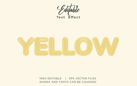 Yellow 3D Editable Text Effect Vector Design Stock Illustration