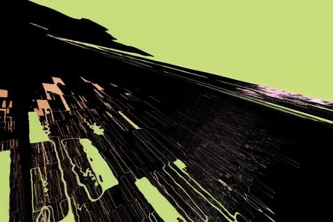 Yellow 3d elements in a black background space, shapes, lines. Presentation f Stock Illustration