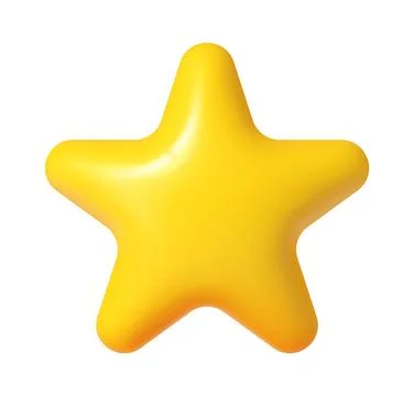 Yellow 3d five point star realistic form or shape Ilustración de archivo