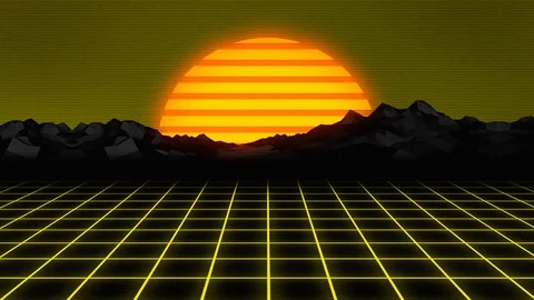 Yellow 3D Grid Retro Design Stock Footage 120973967