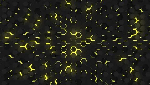 Yellow 3D hexagon tech background, vector illustration Stock Illustration