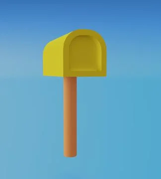Yellow 3d mailbox on light blue background. 3d rendering. 3d illustration Stock Illustration