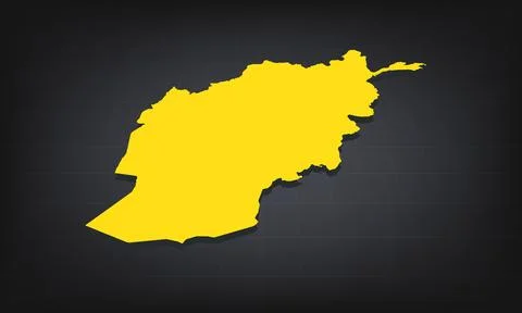 Yellow 3D Map of Afghanistan on a Dark Background, Displaying Geographical .. Stock Illustration
