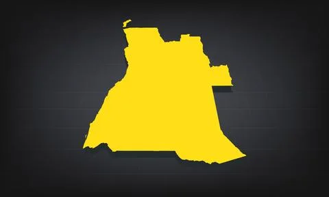 Yellow 3D Map of angola on a Dark Background, Displaying Geographical Shape.. Stock Illustration