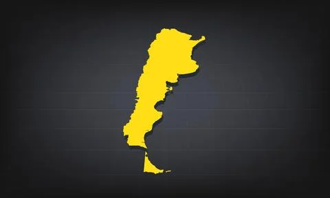 Yellow 3D Map of argentina on a Dark Background, Displaying Geographical Sh.. Stock Illustration