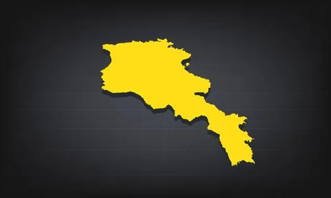 Yellow 3D Map of armenia on a Dark Background, Displaying Geographical Shap.. Stock Illustration