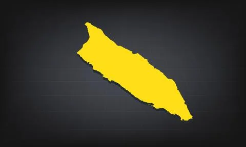Yellow 3D Map of aruba on a Dark Background, Displaying Geographical Shape .. Stock Illustration