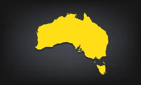 Yellow 3D Map of australia on a Dark Background, Displaying Geographical Sh.. Stock Illustration