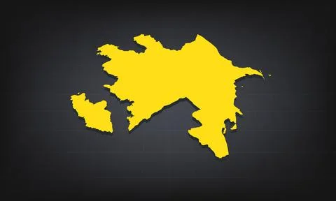 Yellow 3D Map of azerbaijan on a Dark Background, Displaying Geographical S.. Stock Illustration