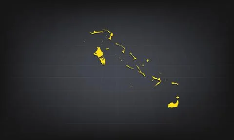 Yellow 3D Map of bahamas on a Dark Background, Displaying Geographical Shap.. Stock Illustration