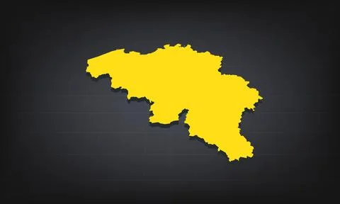 Yellow 3D Map of belgium on a Dark Background, Displaying Geographical Shap.. Stock Illustration
