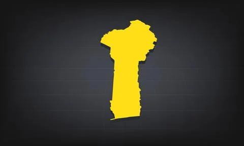 Yellow 3D Map of benin on a Dark Background, Displaying Geographical Shape .. Stock Illustration