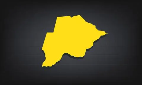 Yellow 3D Map of botswana on a Dark Background, Displaying Geographical Sha.. Stock Illustration