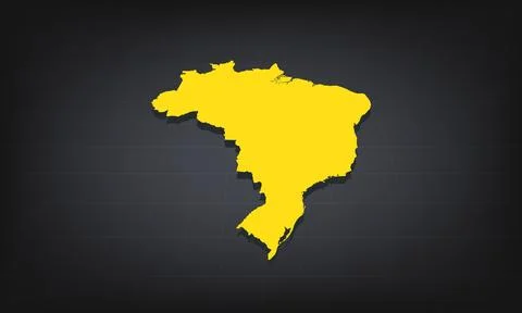 Yellow 3D Map of brazil on a Dark Background, Displaying Geographical Shape.. Stock Illustration