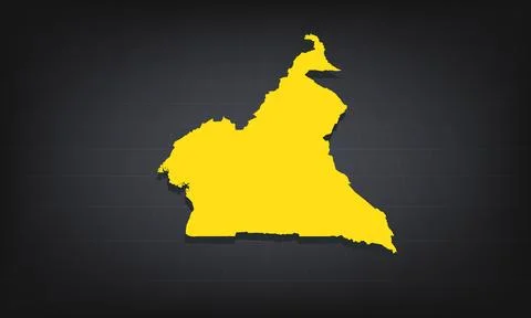 Yellow 3D Map of cameroon on a Dark Background, Displaying Geographical Sha.. Stock Illustration