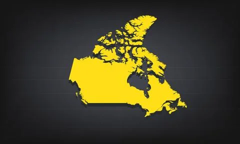 Yellow 3D Map of canada on a Dark Background, Displaying Geographical Shape.. Stock Illustration