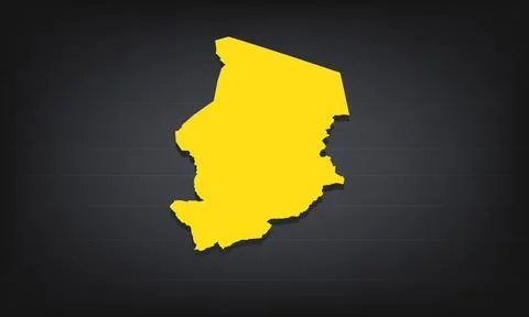 Yellow 3D Map of chad on a Dark Background, Displaying Geographical Shape a.. Stock Illustration