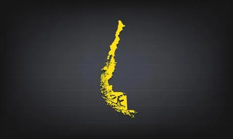 Yellow 3D Map of chile on a Dark Background, Displaying Geographical Shape .. Stock Illustration