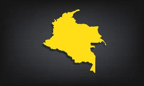 Yellow 3D Map of colombia on a Dark Background, Displaying Geographical Sha.. Stock Illustration
