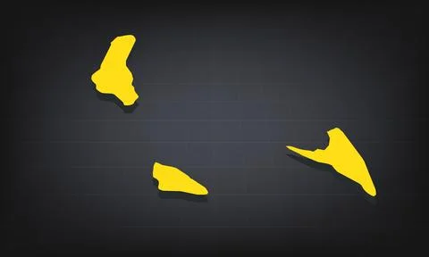 Yellow 3D Map of comoros on a Dark Background, Displaying Geographical Shap.. Stock Illustration