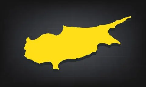 Yellow 3D Map of cyprus on a Dark Background, Displaying Geographical Shape.. Stock Illustration