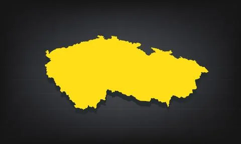Yellow 3D Map of czech Republic on a Dark Background, Displaying Geographic.. Stock Illustration