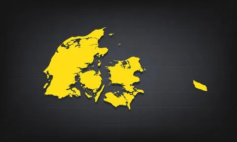 Yellow 3D Map of denmark on a Dark Background, Displaying Geographical Shap.. Stock Illustration