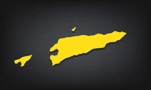 Yellow 3D Map of east Timor on a Dark Background, Displaying Geographical S.. Stock Illustration