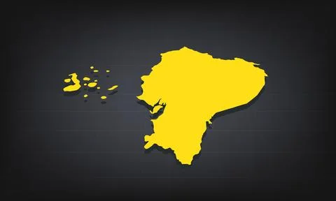 Yellow 3D Map of ecuador on a Dark Background, Displaying Geographical Shap.. Stock Illustration