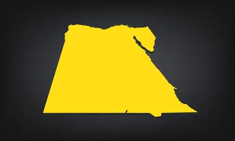 Yellow 3D Map of egypt on a Dark Background, Displaying Geographical Shape .. Stock Illustration