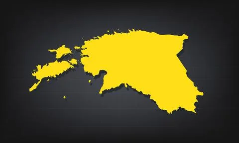 Yellow 3D Map of estonia on a Dark Background, Displaying Geographical Shap.. Stock Illustration