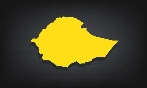 Yellow 3D Map of ethiopia on a Dark Background, Displaying Geographical Sha.. Stock Illustration