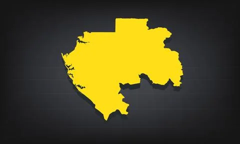 Yellow 3D Map of gabon on a Dark Background, Displaying Geographical Shape .. Stock Illustration