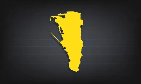 Yellow 3D Map of gibraltar on a Dark Background, Displaying Geographical Sh.. Stock Illustration