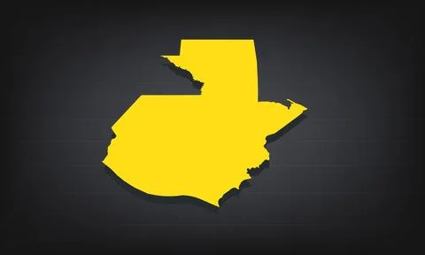 Yellow 3D Map of guatemala on a Dark Background, Displaying Geographical Sh.. Stock Illustration
