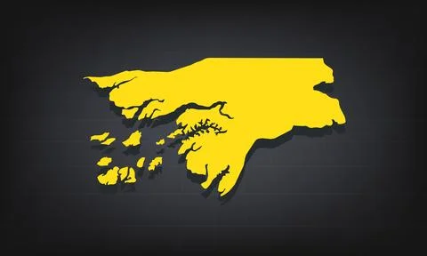 Yellow 3D Map of guinea  on a Dark Background, Displaying Geographical Shap.. Stock Illustration