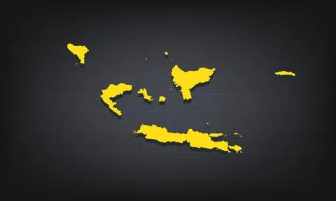 Yellow 3D Map of indonesia on a Dark Background, Displaying Geographical Sh.. Stock Illustration