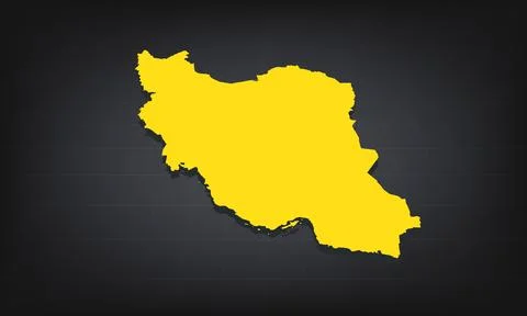 Yellow 3D Map of iran on a Dark Background, Displaying Geographical Shape a.. Stock Illustration