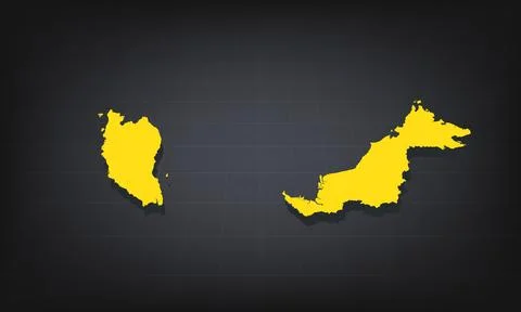 Yellow 3D Map of malaysia on a Dark Background, Displaying Geographical Sha.. Stock Illustration