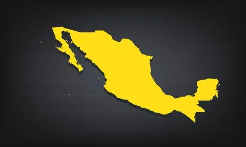Yellow 3D Map of mexico on a Dark Background, Displaying Geographical Shape.. Stock Illustration