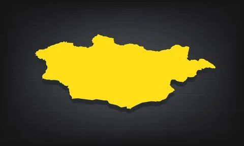 Yellow 3D Map of mongolia on a Dark Background, Displaying Geographical Sha.. Stock Illustration