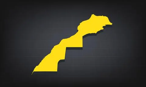 Yellow 3D Map of morocco on a Dark Background, Displaying Geographical Shap.. Stock Illustration