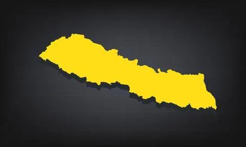 Yellow 3D Map of nepal on a Dark Background, Displaying Geographical Shape .. Stock Illustration