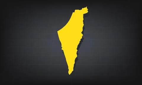 Yellow 3D Map of palestine on a Dark Background, Displaying Geographical Sh.. Stock Illustration
