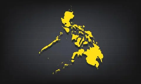 Yellow 3D Map of philippines on a Dark Background, Displaying Geographical .. Stock Illustration