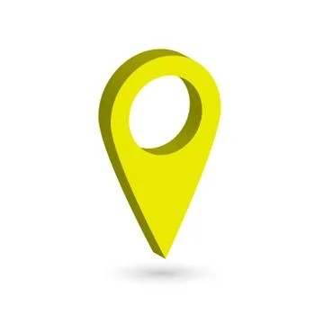 Yellow 3D map pointer with dropped shadow on white background. EPS10 vector イラスト素材